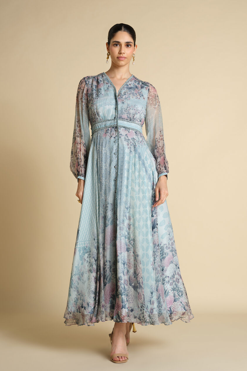 Juri Printed Kaftan - Powder Blue, Powder Blue, image 1